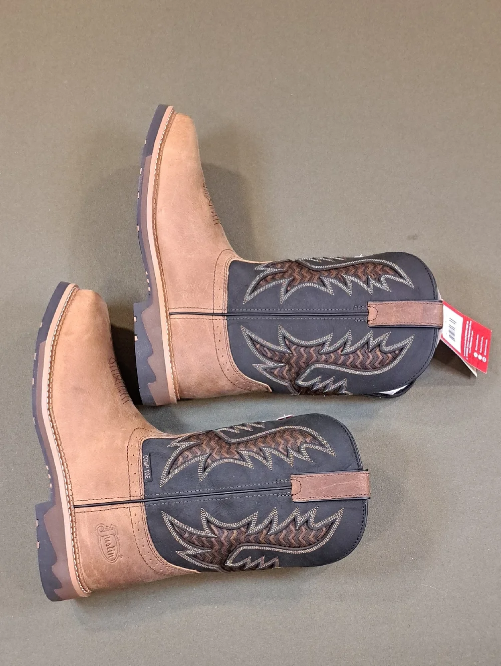 Justin Bolt Pecan Water Buffalo Boot - Color: Pecan - Size: Men 12